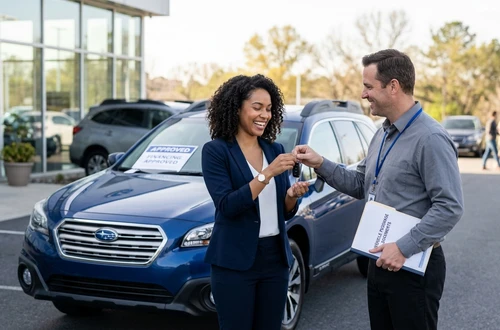 Meridian loan advisor reviewing documents with client